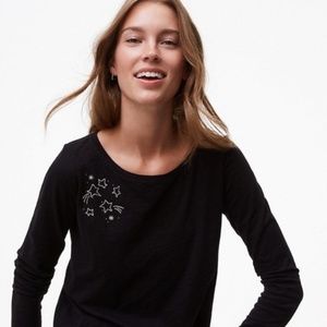 NWT Loft Black long sleeve tee with stars